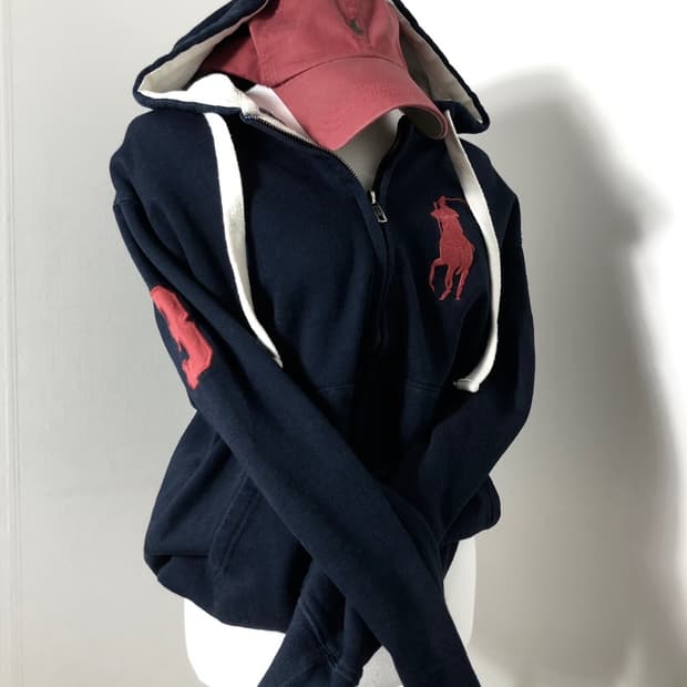 폴로 빅포니 네이비 레드 후드집업