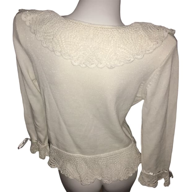 글리터 리본 러플 니트 가디건 달천 y2k