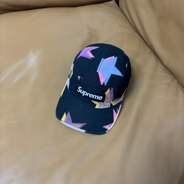 Supreme 슈프림 캠프캡 모자 (Star Washed Black)
