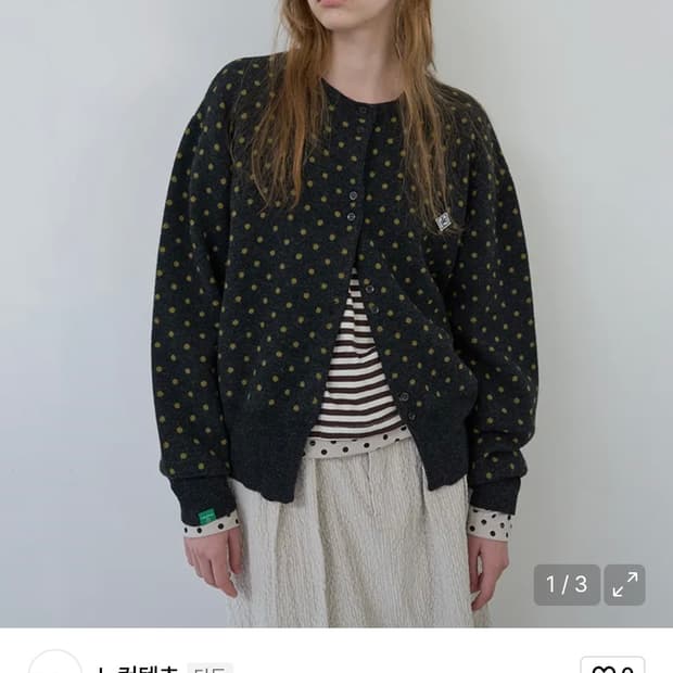 [새상품] 노컨텐츠 도트 울가디건 차콜