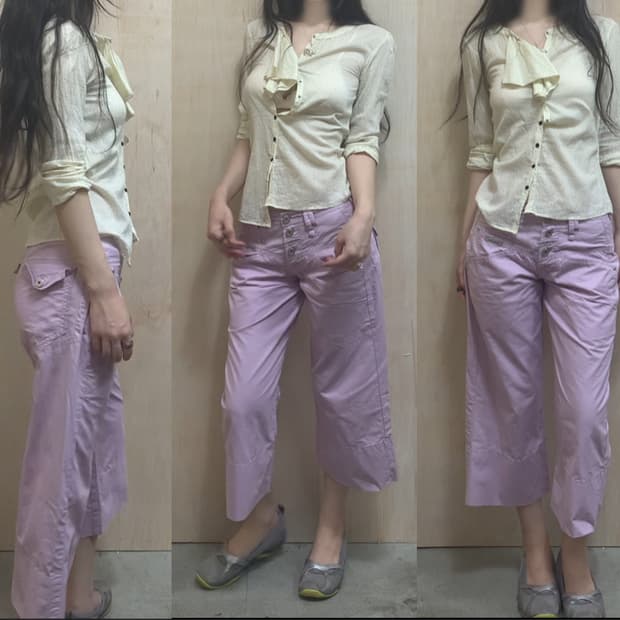 [직수입] 빈티지 mfg 코튼 카프리 트라우저 라벤더 핑크