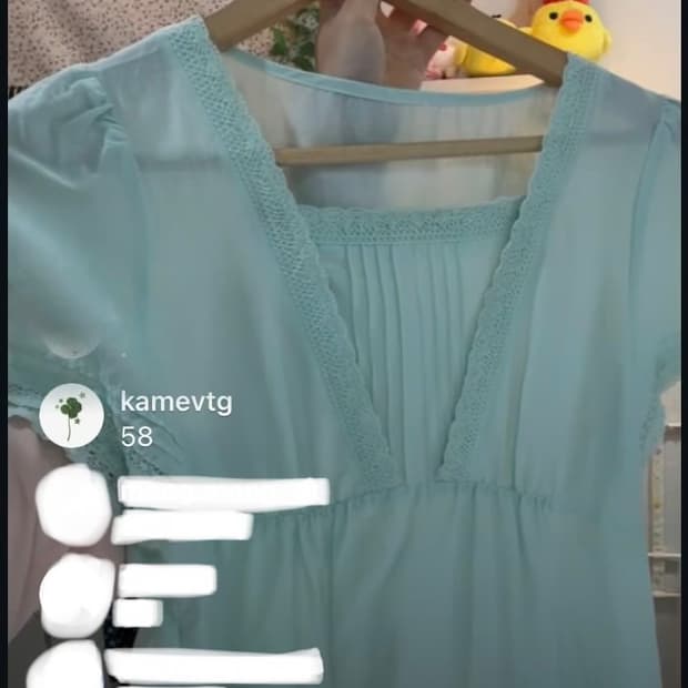 카메 대대장 민트 레이스 펀칭 반팔 블라우스