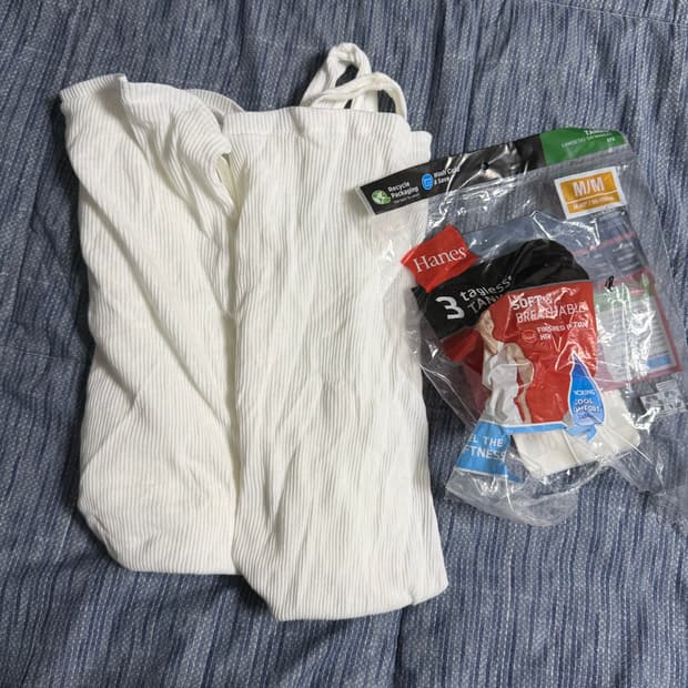 (S) Hanes 헤인즈 런닝 민소매 탑 2매 화이트