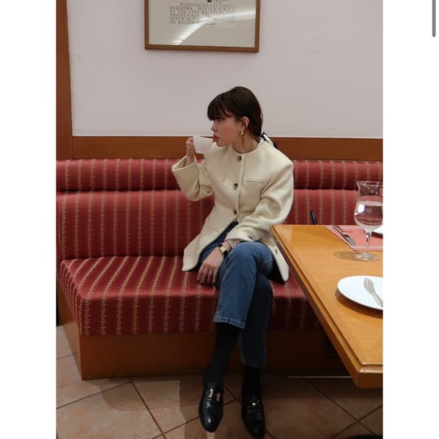 프레클 알파카 노카라 자켓