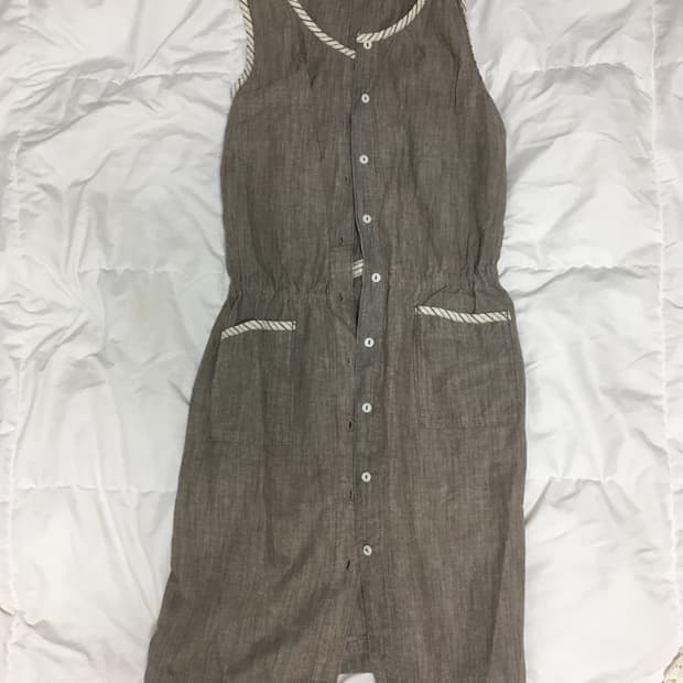 일본빈티지 모리걸 아오이유우 하구미st 민소매 단추 원피스