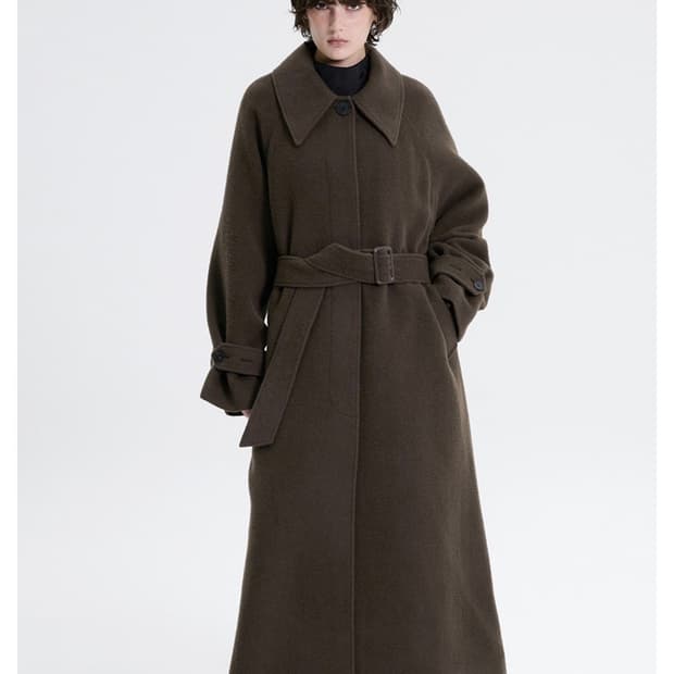 트리밍버드 발마칸 코트 카키브라운