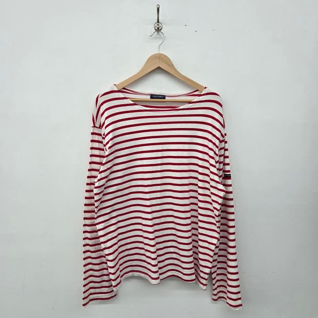 세인트제임스 빨강 스트라이프 긴팔 티셔츠 남L