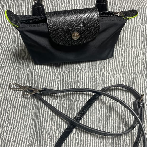 롱샴 르 플리아쥬 블랙 그린 크로스끈+이너백