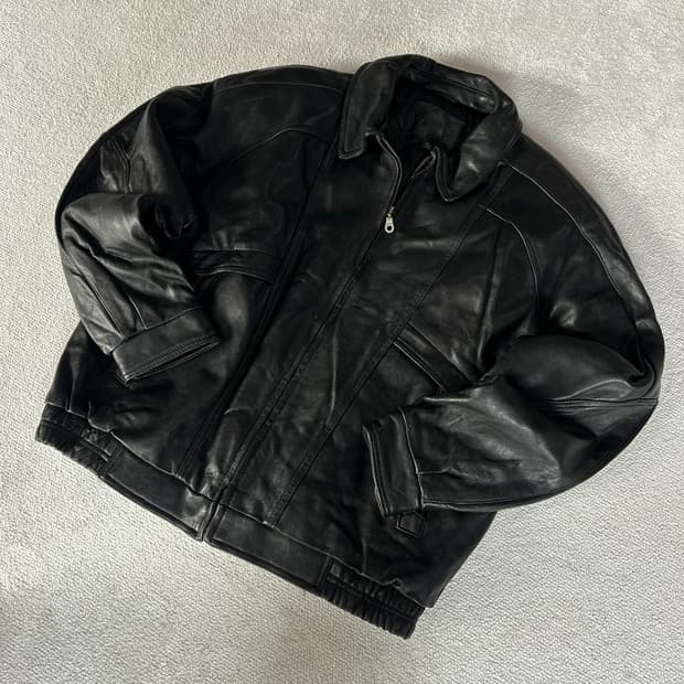 Vtg 가죽 리얼레더 봄버 자켓 100