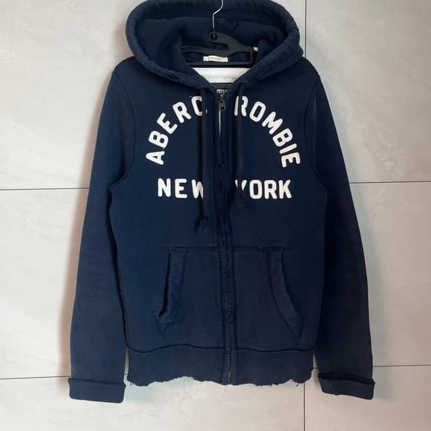 아베크롬비 스펠로고 후드집업 네이비 [S]