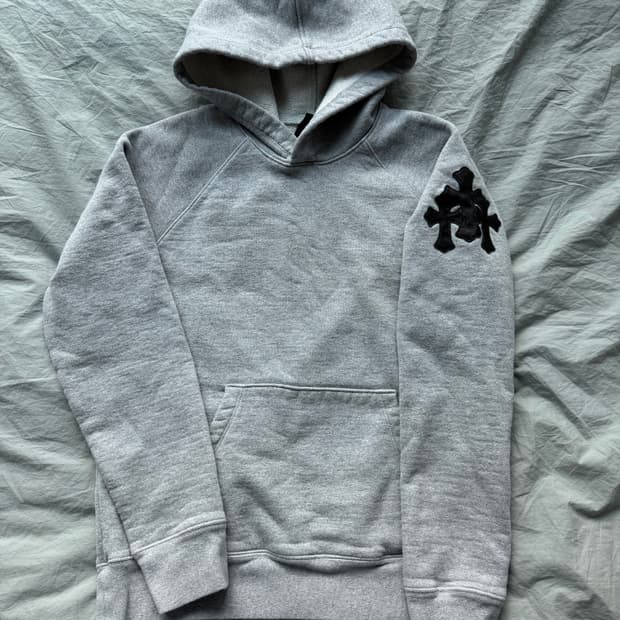 [S] 크롬하츠 크로스 레더 패치 후드 페이퍼잼 후드 그레이
