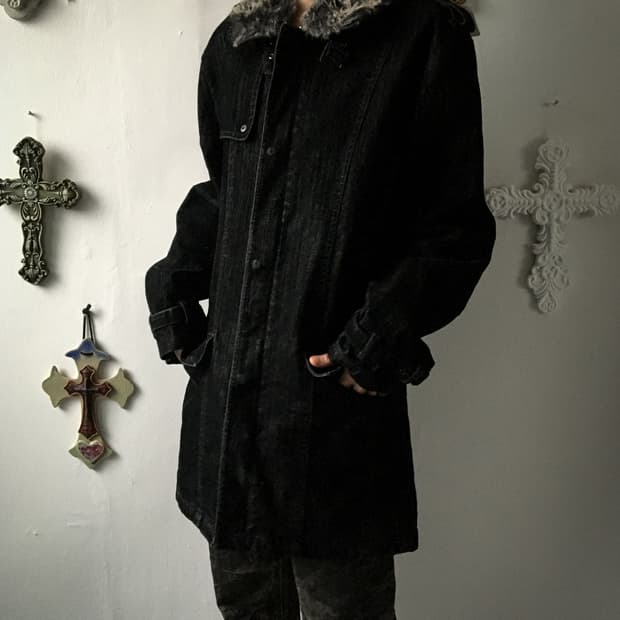 High neck fake fur collar jacket