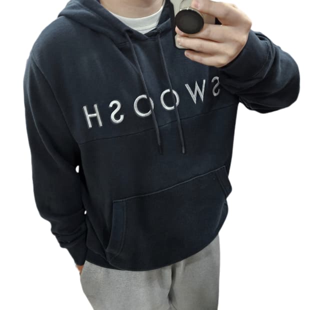 L 나이키 스우시 스펠아웃 후드티