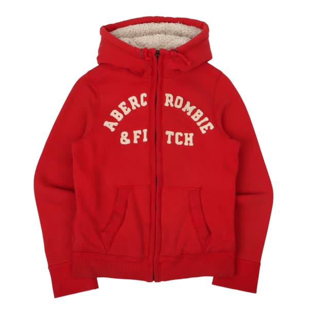 아베크롬비 레드 쉐르파라이닝 헤비 후드집업