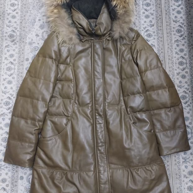 TUBE 양가죽 후드 퍼 패딩코트 (후드분리됨)