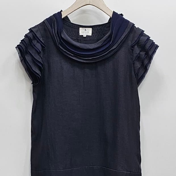 LANVIN 랑방 러플넥 코튼 블라우스 / 여 38 (55~날씬66) 차