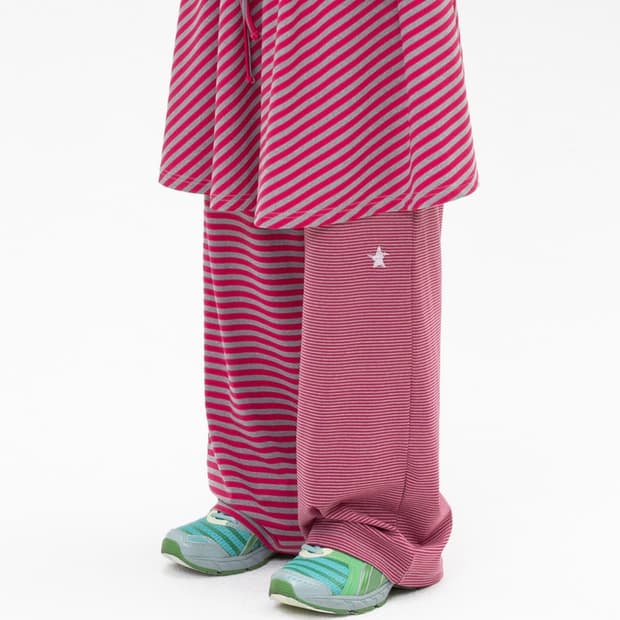 웹하우스 줄무늬 핑크 이지 와이드 팬츠 새상품