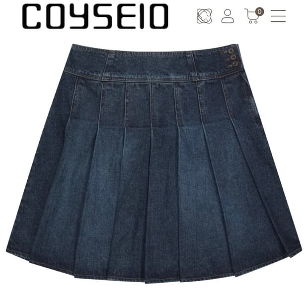 DEEP DENIM PLEATS SKIRT NAVY