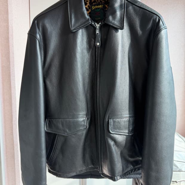 슈프림 쇼트 24FW 레더 레이서 자켓 블랙 L