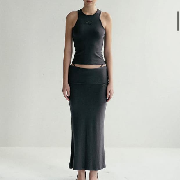 배드블러드 비욘드 소프트 폴드 오버 롱스커트 - 챠콜