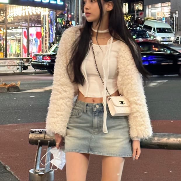 카키포인트 푸들 볼레로자켓