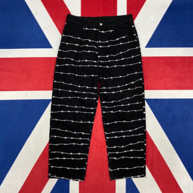 노매뉴얼 철조망 프린팅 데님팸츠L 