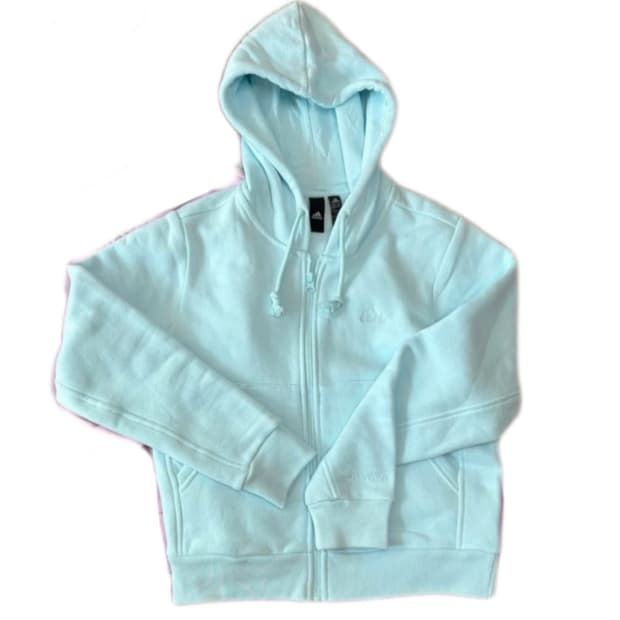 🩵[착샷]아디다스 스카이블루 크롭 후드집업🩵