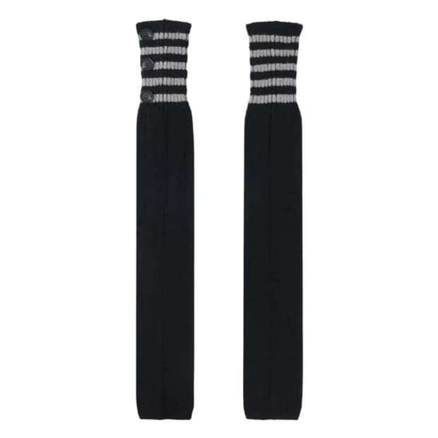 원사이드 버튼 레그 워머 블랙