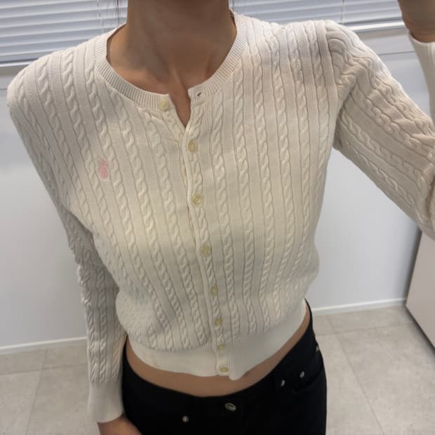 폴로 핑크 포니 가디건