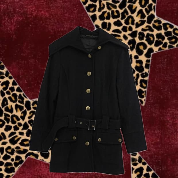 오네갸루 갸루깔 숏코트 블랙코트