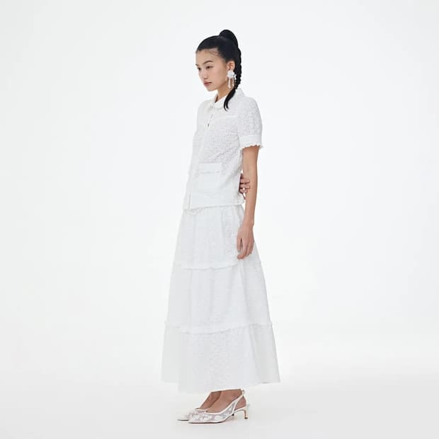 포그던 Star Lace Punching Cancan Skirt