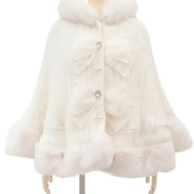 리즈리사 lizlisa 리본 판초 케이프 코트 화이트