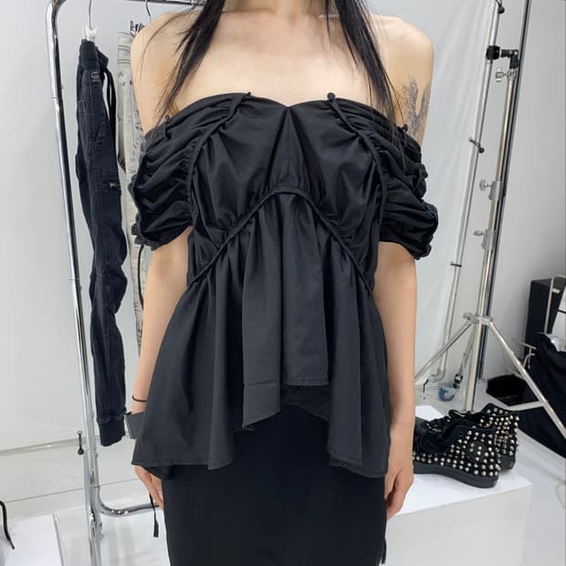String Gathered Shirring Top
