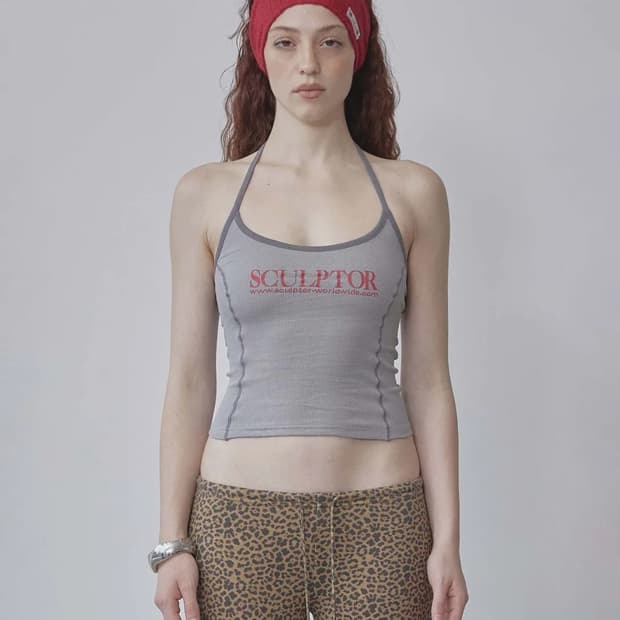 Classic Logo Halter Top Gray