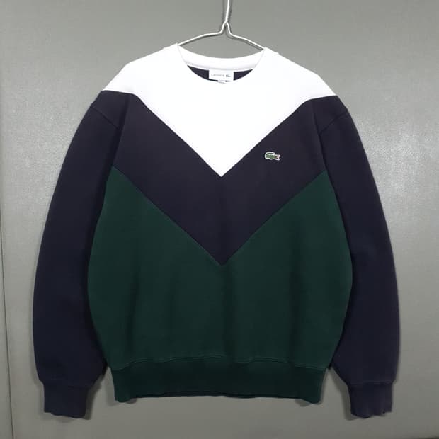국내 100) 라코스테 신형 20FW 브이 컬러블럭 맨투맨 스웻셔츠
