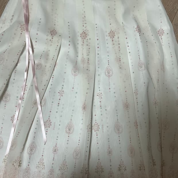 빈티지 모리걸 화이트 핑크 스커트