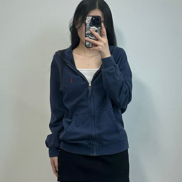 폴로 랄프로렌 자수로고 네이비 후드집업