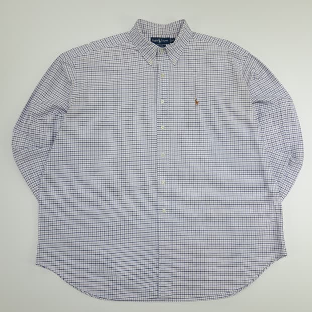 CN669 2XL 폴로 랄프로렌 퍼플 마이크로체크 긴팔 셔츠 남방