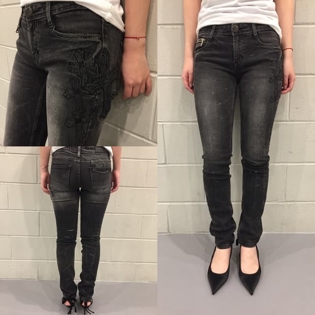 DASTA DENIM 크로스 패치 데님팬츠