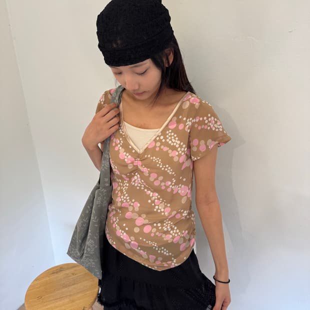 Dot see-through T-shirt