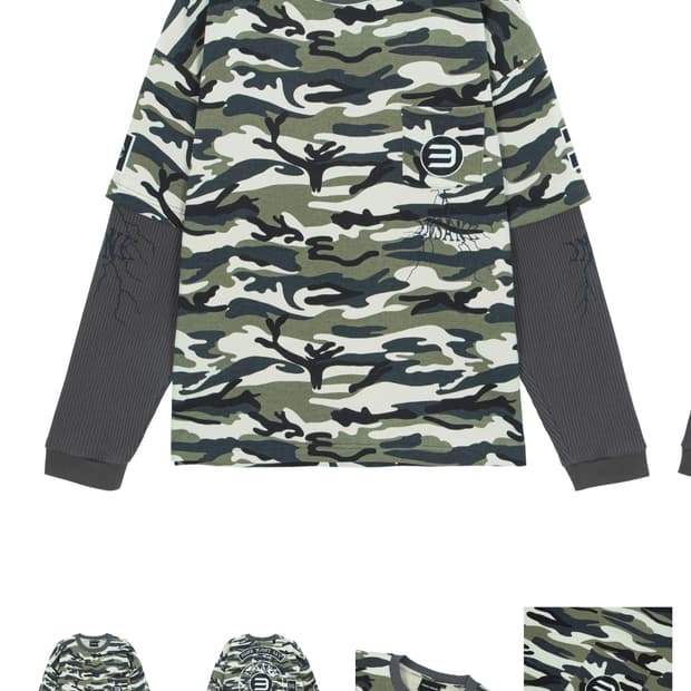 [2사이즈 ] 인세인개러지 카모 레이어드 긴팔티