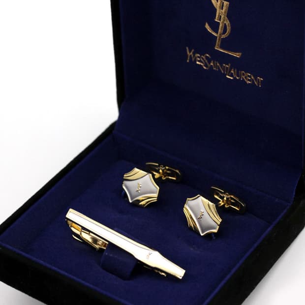 입생로랑 A등급 5cm 남자 명품 넥타이핀 커프스 세트