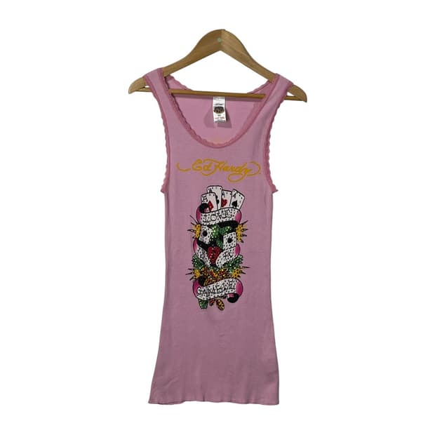 [ED HARDY] 에드하디 펑크 프린팅 롱 탱크탑