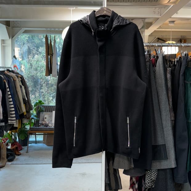 아르마니 익스체인지 히든후드 니트 후드집업