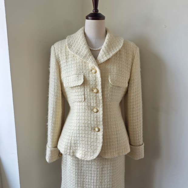 아이보리 트위드 셋업 