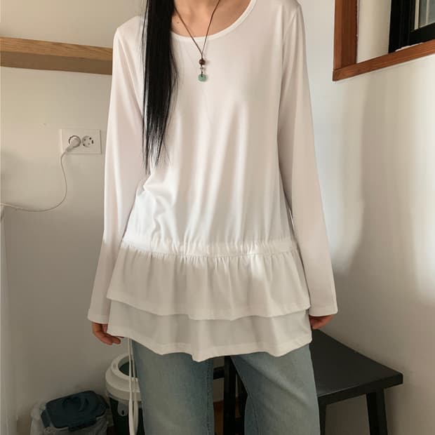 페인티드우드 레이어드 티셔츠 화이트