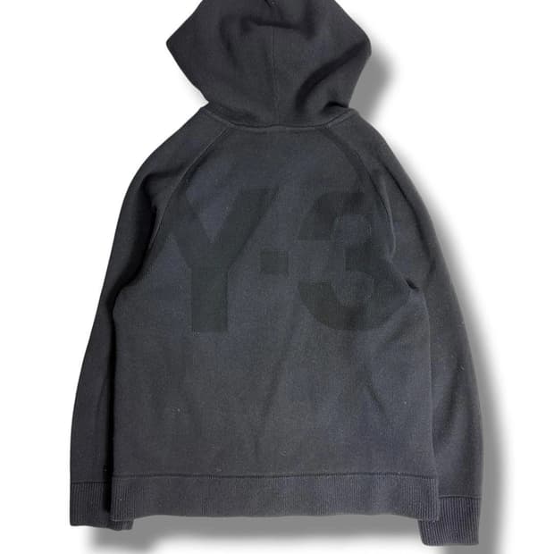 Y-3 클래식 백 로고 풀 집업 후드 블랙
