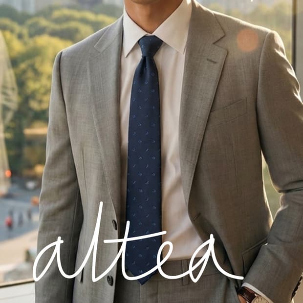 알테아 실크 네이비 자카드 패턴 넥타이 9cm A+등급 K2526