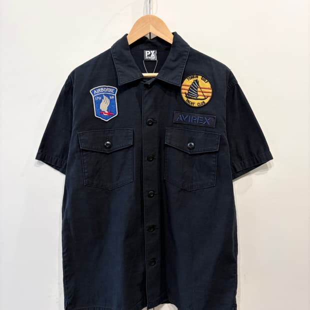 아비렉스 패치 코튼 워크 반팔 셔츠