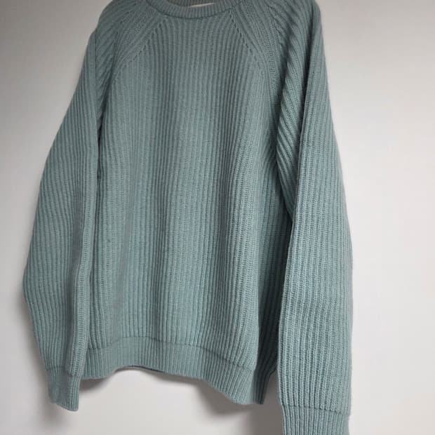 [L] 월스와일무브먼트 야크 블랜디드 리브드 스웨터 아쿠아